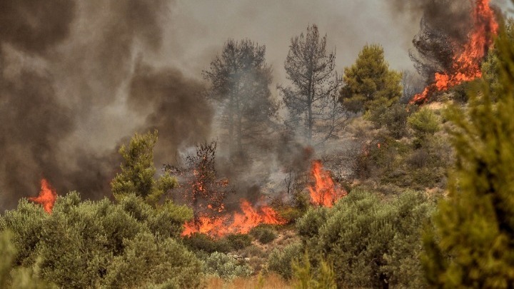 Χωρίς ενεργό μέτωπο αλλά με διάσπαρτες καύσεις η πυρκαγιά στη Λευκίμη