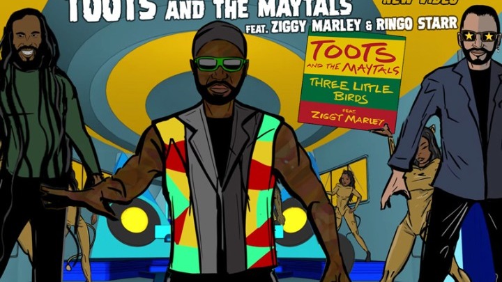 Toots Hibbert, Ziggy Marley και Ringo Starr, στο κλιπ του «Three Little Birds»