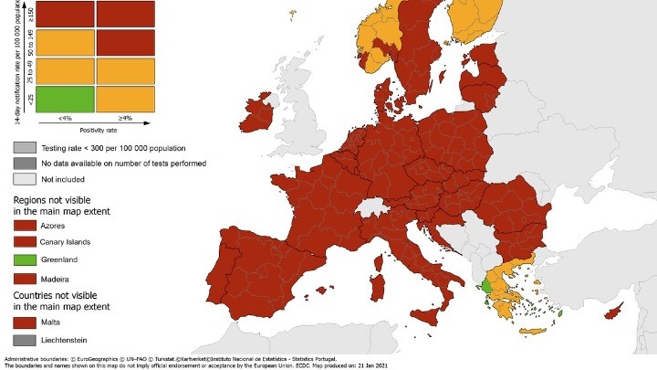 Ευρωπαϊκό Κέντρο Ελέγχου Λοιμώξεων: Η Ελλάδα παραμένει η μοναδική χώρα με “πράσινες” περιοχές