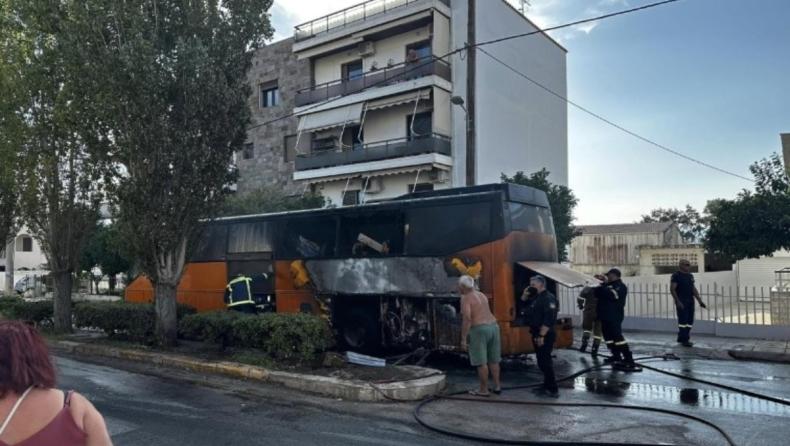 Μαρκόπουλο: Φωτιά σε λεωφορείο του ΚΤΕΛ