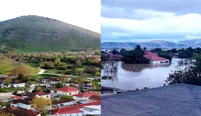 Θεσσαλικός Κάμπος: Εικόνες πριν και μετά το χτύπημα της κακοκαιρίας