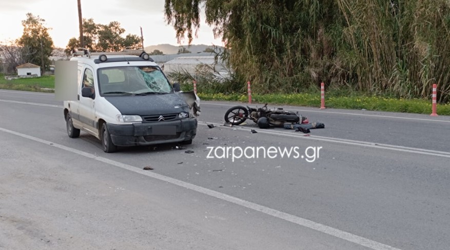 Σοβαρό τροχαίο με μηχανή στην Αγυιά Χανίων